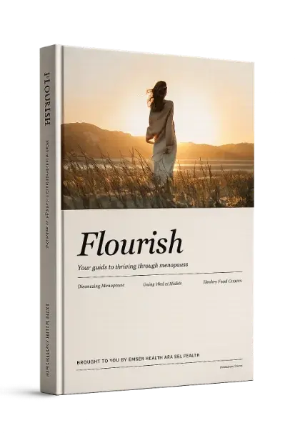 Cover of Flourish, the Emsee guide to perimenopause and menopause