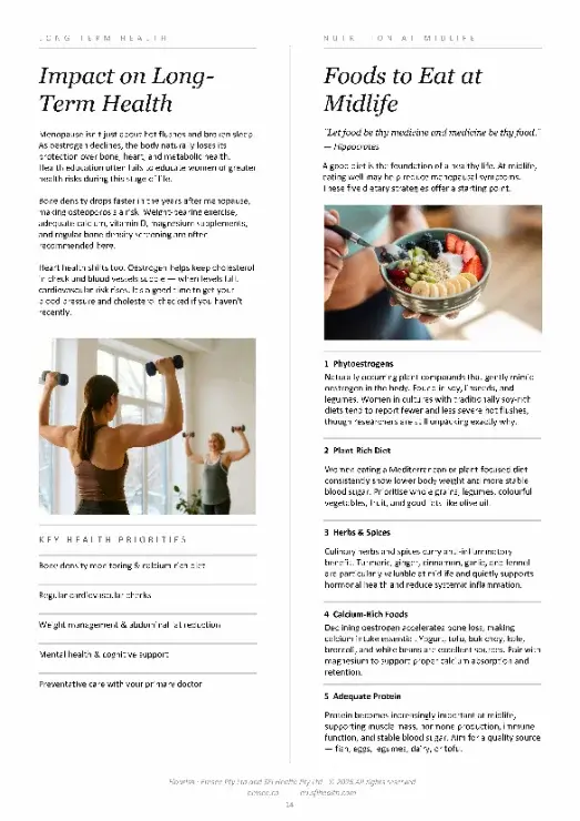 A page from inside Flourish, the Emsee guide to perimenopause and menopause