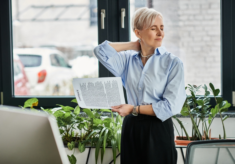 Middle-aged businesswoman with short hair